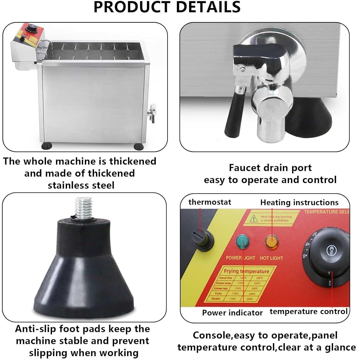 3000W Commercial Corn Dog Deep Fryer 25L Electric Stainless Steel