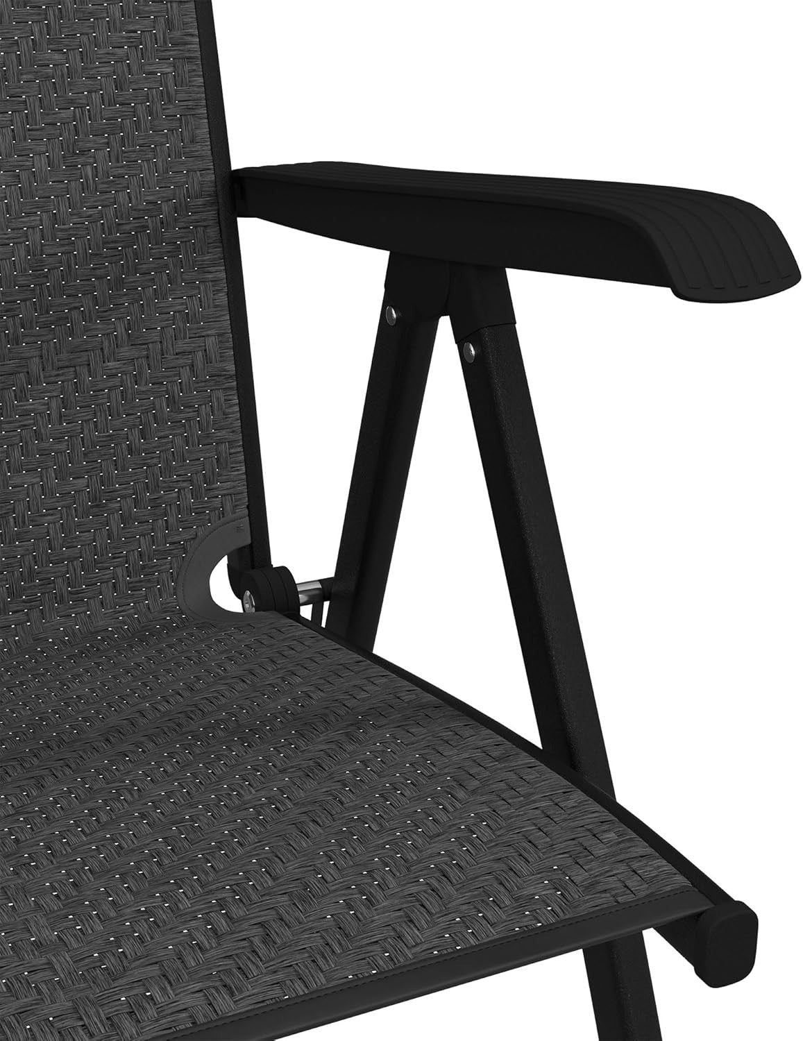 Outdoor Folding Rattan Chairs Set of 2 Adjustable Recliner Patio Dining Grey