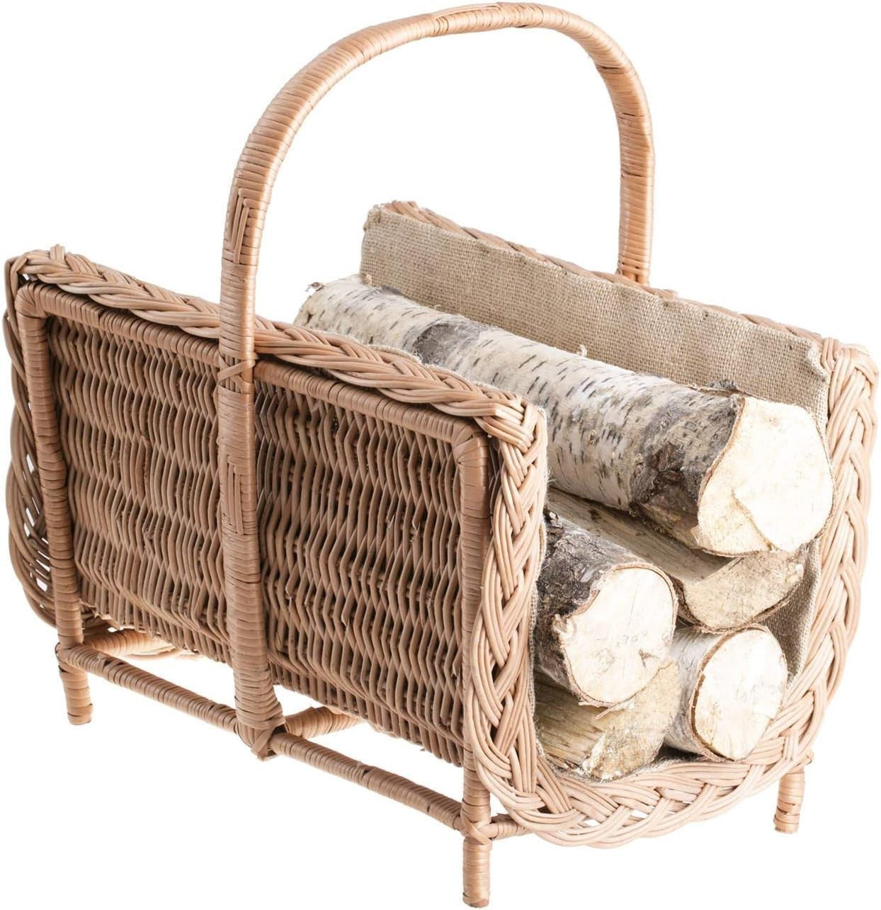 Wicker Log Basket with Handle – Stylish, Durable Indoor Fireplace Storage