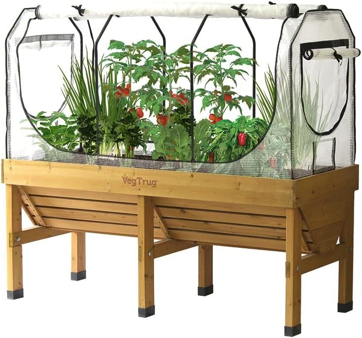 Raised Bed Greenhouse Frame & PE Cover Set 180x72x83cm White Garden Grow Tent