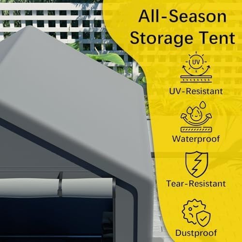 Outdoor Garden Storage Tent 6x5.6ft Waterproof Steel Frame Grey