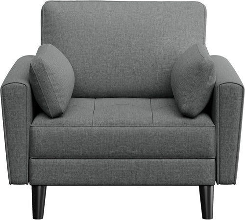 Dark Grey Fabric Tub Chair Oversized Accent Armchair with Pillows & Storage