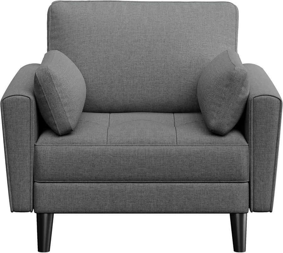 Dark Grey Fabric Tub Chair Oversized Accent Armchair with Pillows & Storage