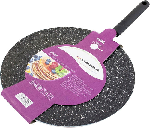 30cm Non-Stick Dosa & Crepe Pan, Heavy Duty Marble, Flat, Induction/Gas