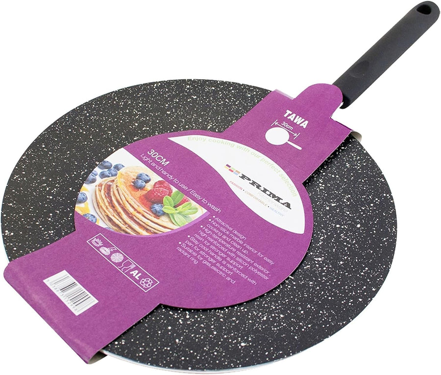 30cm Non-Stick Dosa & Crepe Pan, Heavy Duty Marble, Flat, Induction/Gas