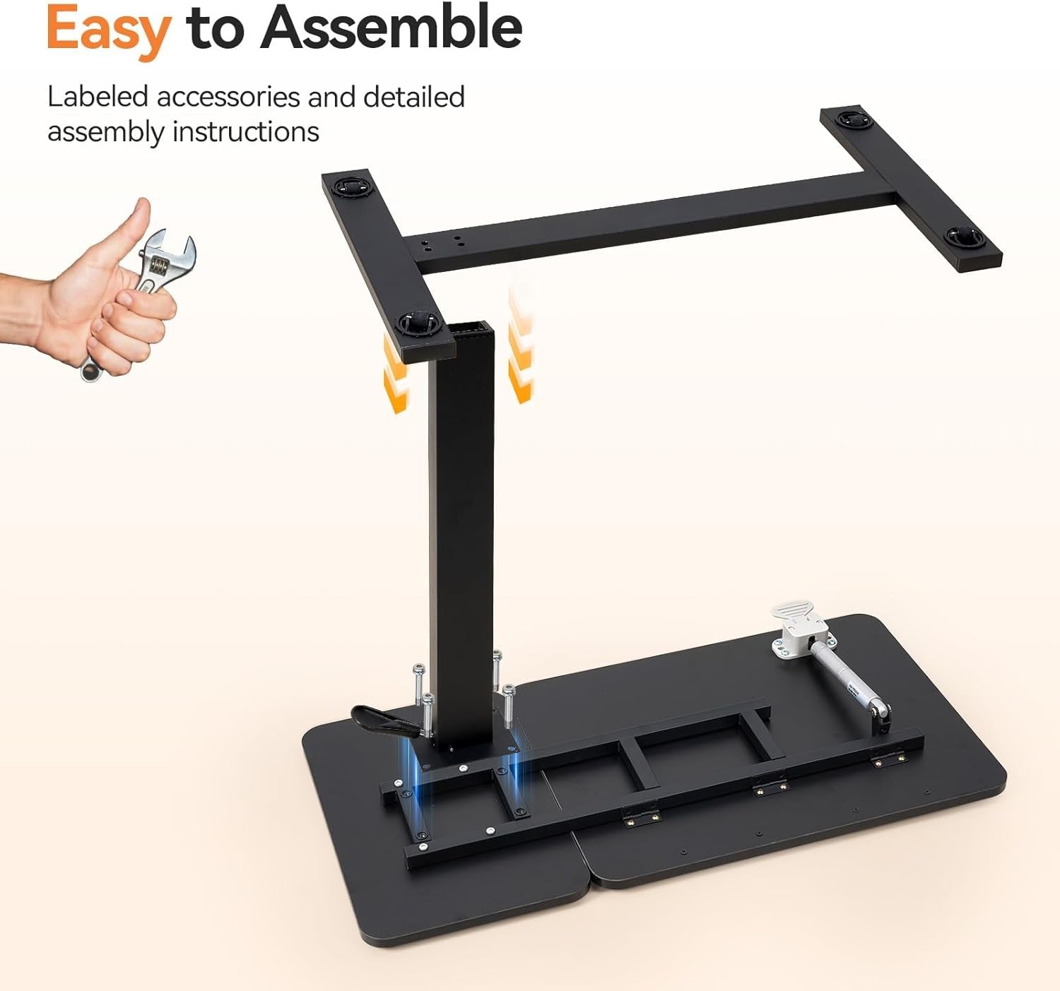 Overbed Laptop Table Height Adjustable Rolling Desk 45° Tilt Top 80x40cm