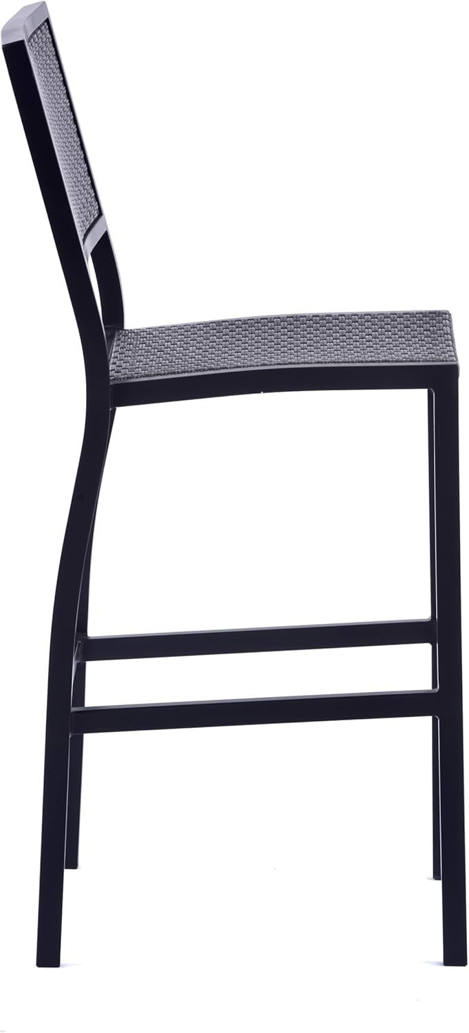 Grey Rattan Bar Stool High Seat Stackable Patio Garden Kitchen Chair