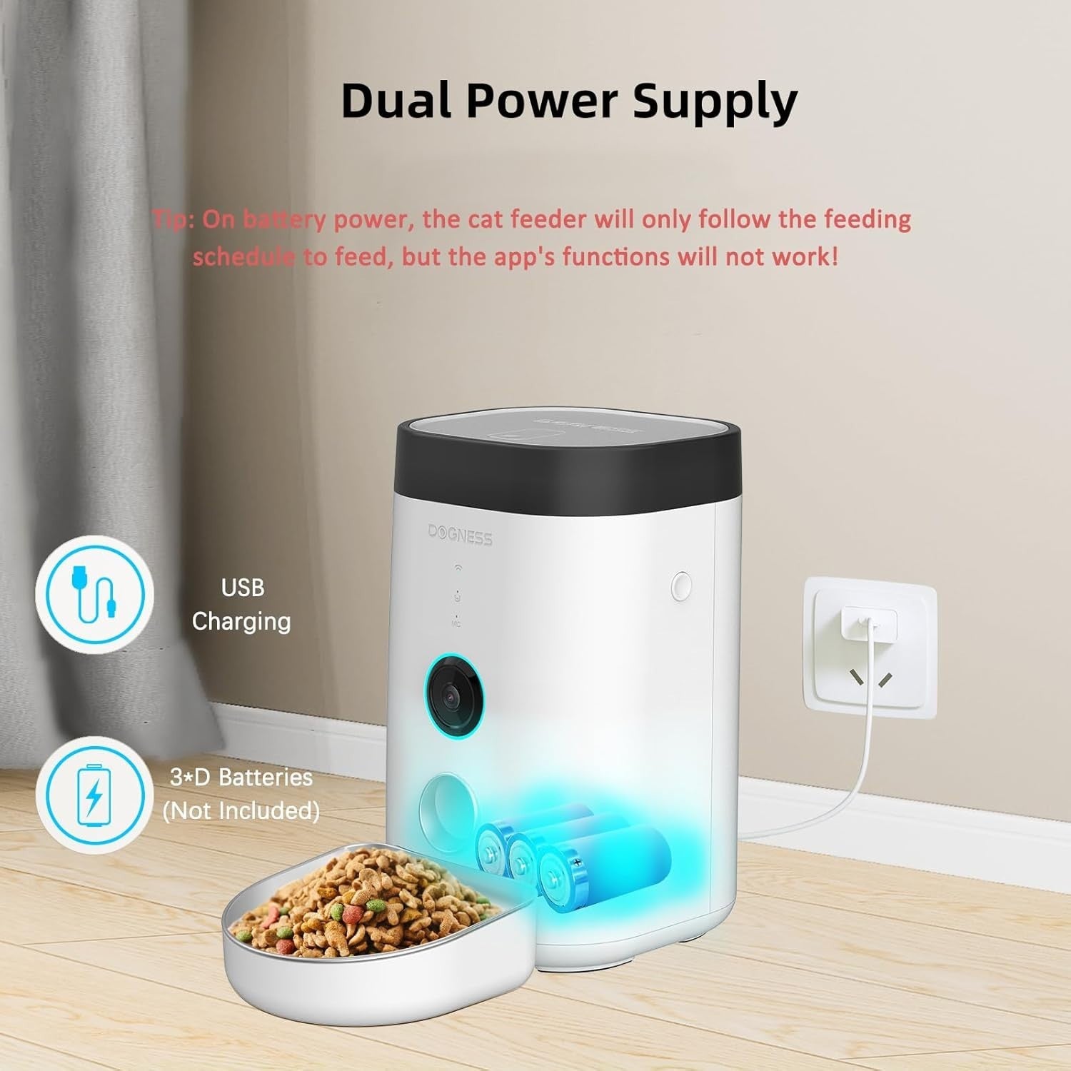 Smart Pet Feeder with Camera 1080P WiFi App Control 4L Auto Feeder