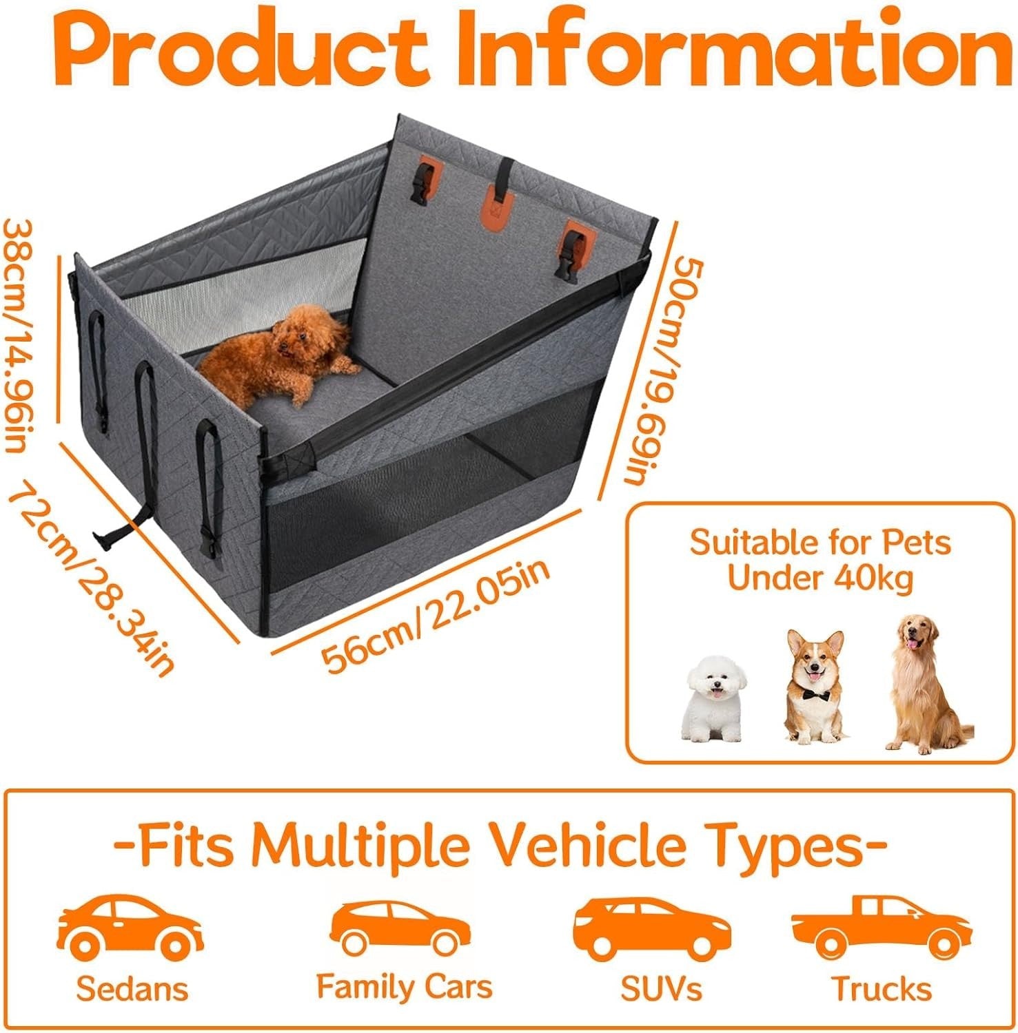 Large Dog Car Seat Waterproof Booster Bed SUV Truck Back Seat Cover