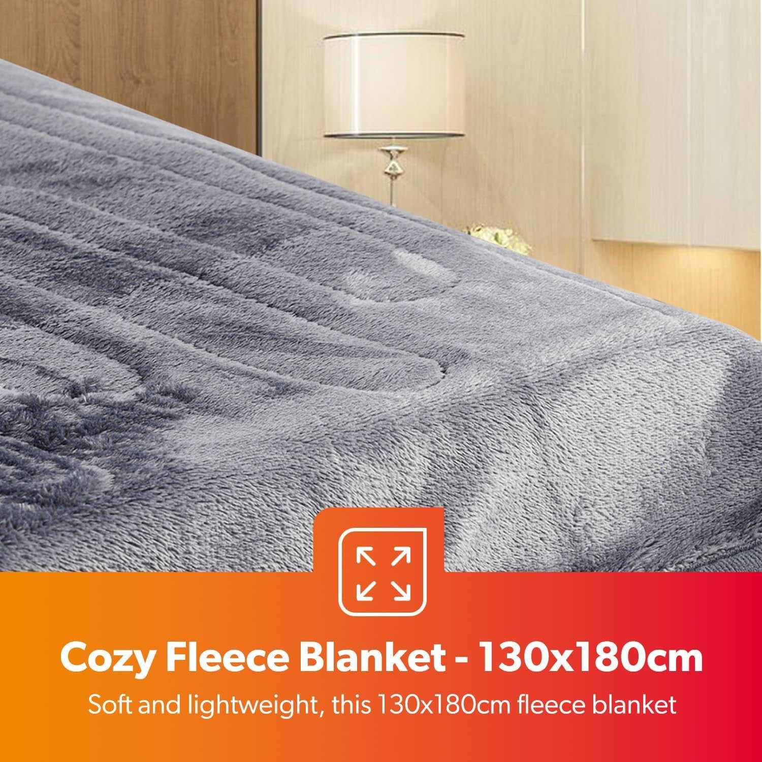 Electric Heated Throw Blanket 9 Heat Settings Timer Soft Fleece 130x160cm