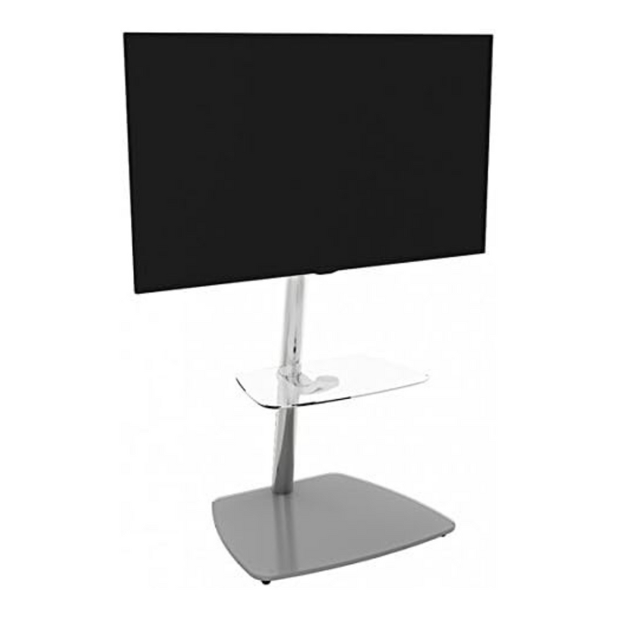 Corner TV Stand Glass Shelf Floor Mount for 55" TV Cable Tidy VESA