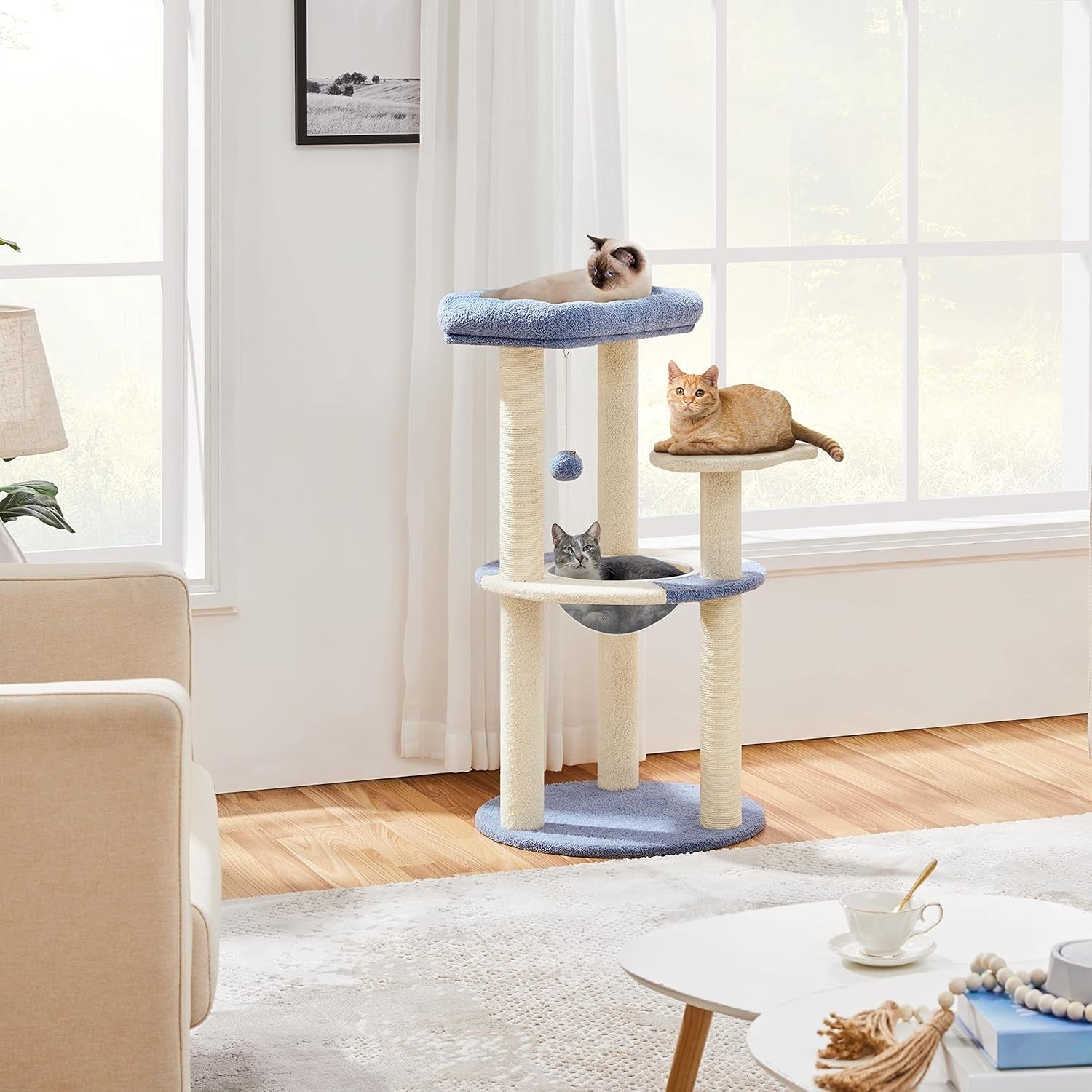 90cm Cat Tree Tower with Perches Scratching Posts Indoor Cats Condo