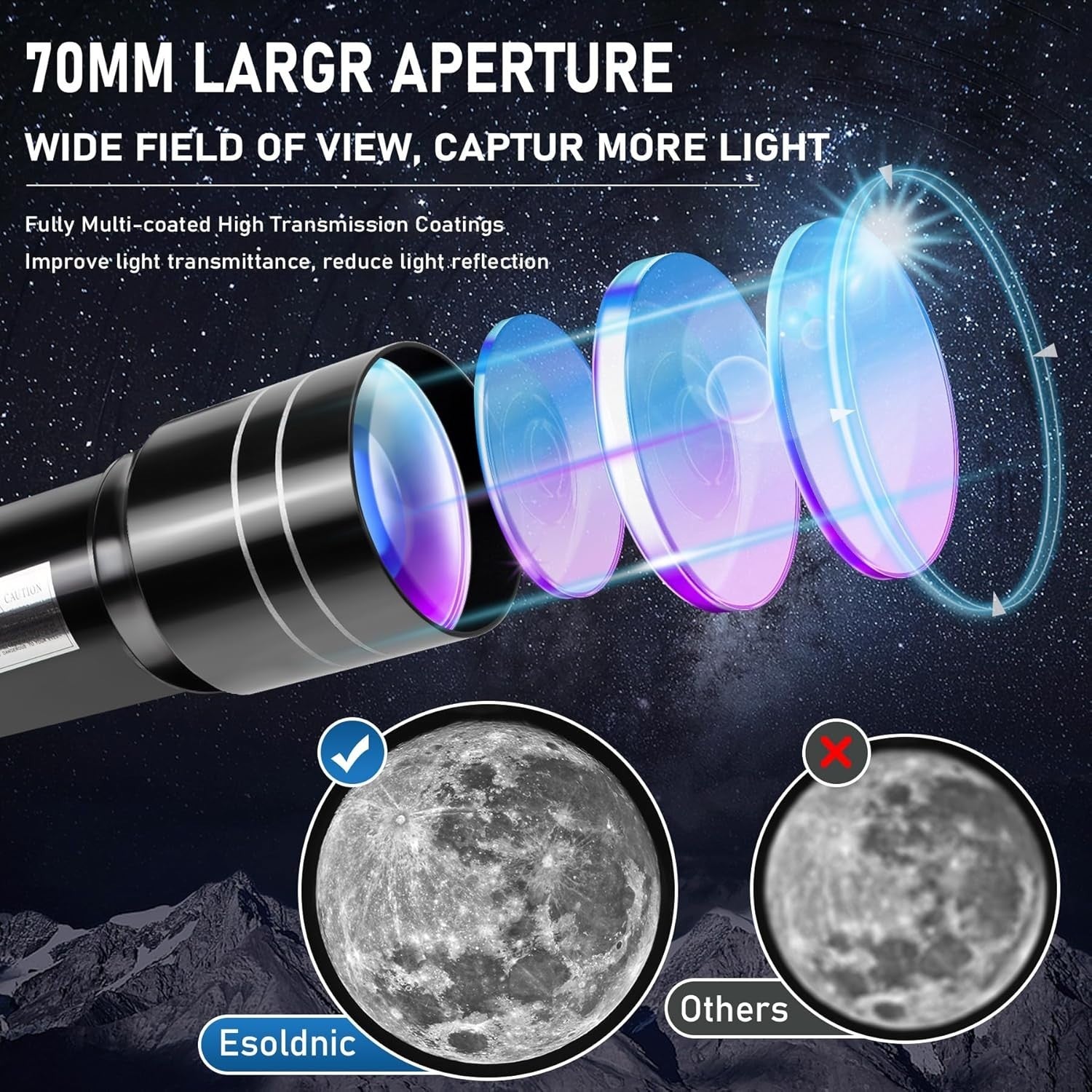 70mm Kids Telescope with Tripod, Phone Adapter & 150X Magnification