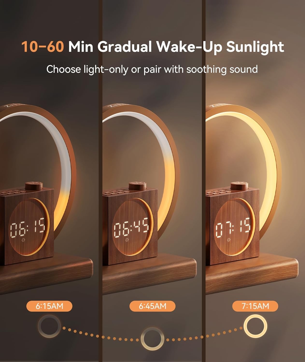 Sunrise Alarm Clock Wake Up Light White Noise 12 Colours Sleep Aid