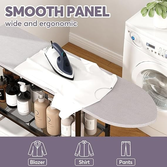 Ironing Board with Storage Shelves Foldable Laundry Station Clothes Organizer