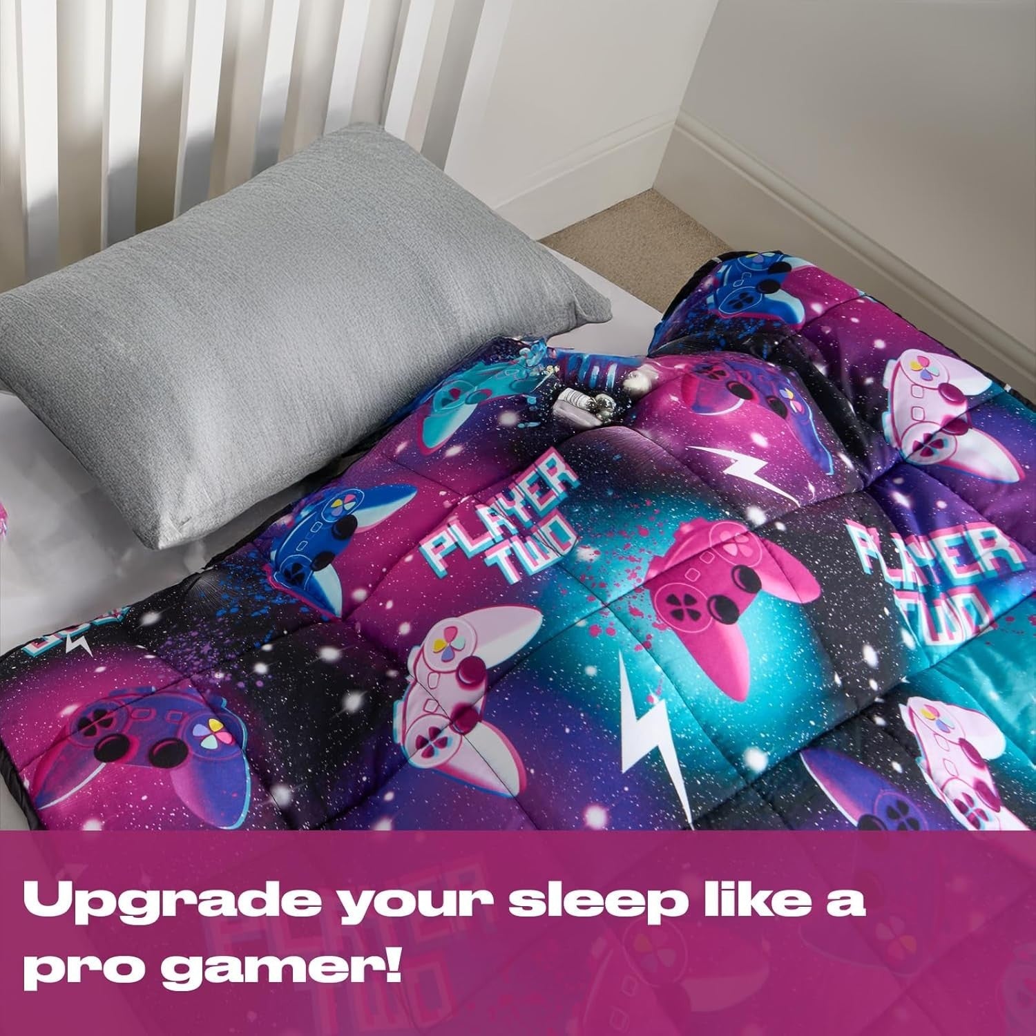 3kg Weighted Blanket 100x150cm Black Gaming Reversible Microfibre Sleep Aid