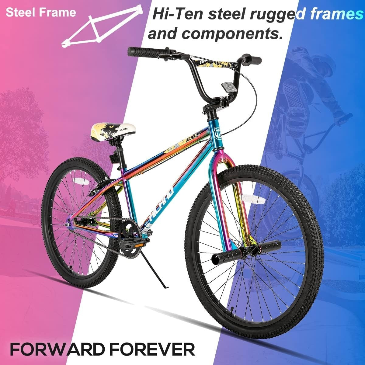 24/26" Kids BMX Bike with 2 Pegs | Steel Frame, Adjustable, Durable Ride