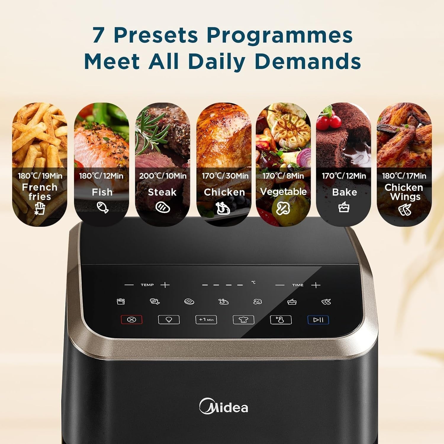 5L Air Fryer Window 1600W 7 Presets HeatXpress 90% Less Oil +1 Min