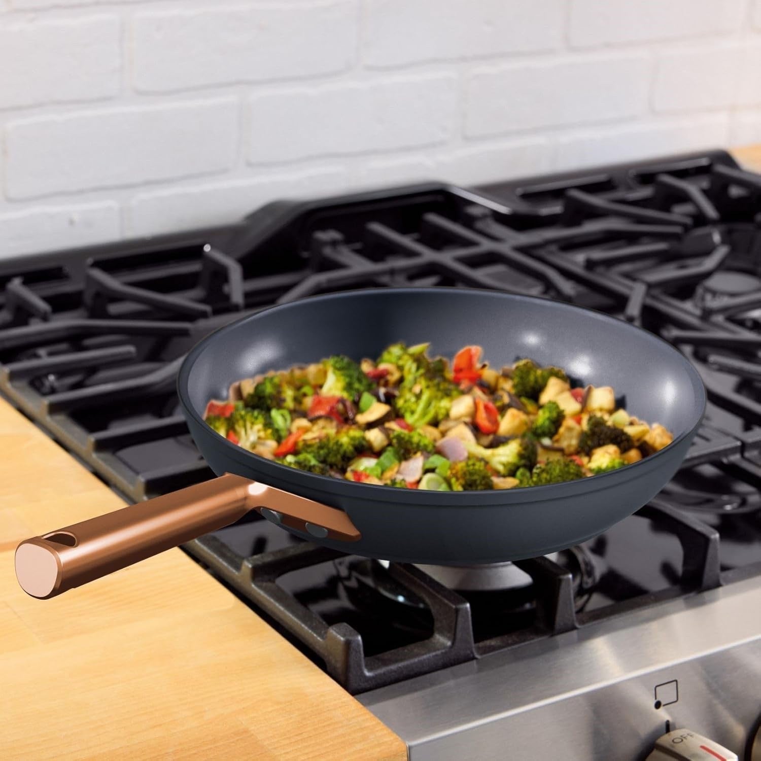 28cm Copper & Black Ceramic Non-Stick Frying Pan – Induction & Oven Safe
