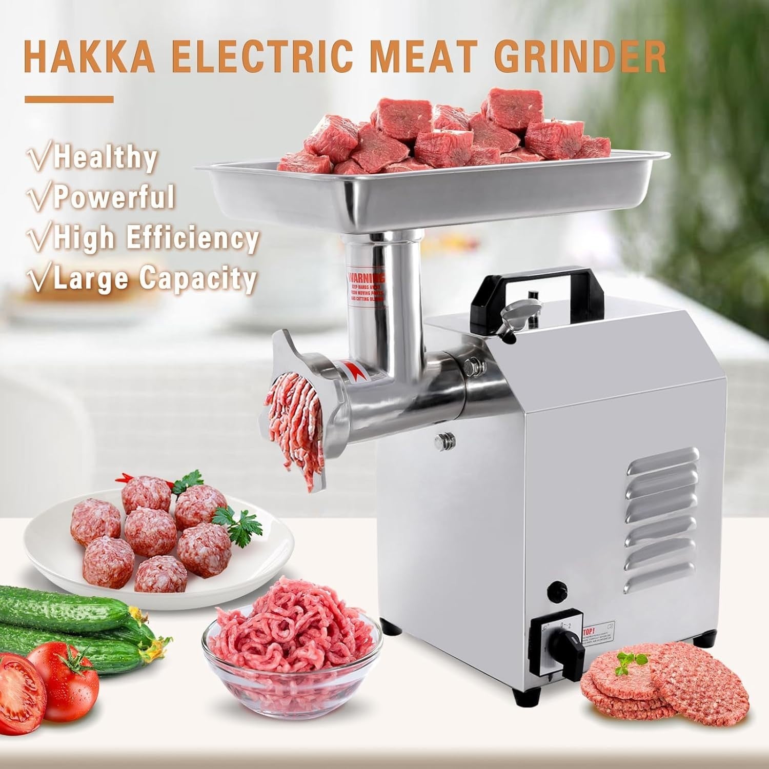 735W Commercial Meat Grinder Sausage Maker 150kg h Stainless Steel