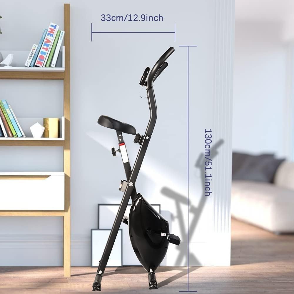 Foldable Magnetic Exercise Bike w/ LCD Monitor, Adjustable Resistance & Compact
