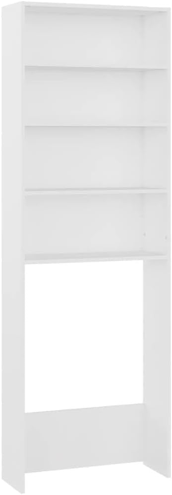 White Washing Machine Storage Rack Cabinet – Tall Laundry Shelf Unit 190cm