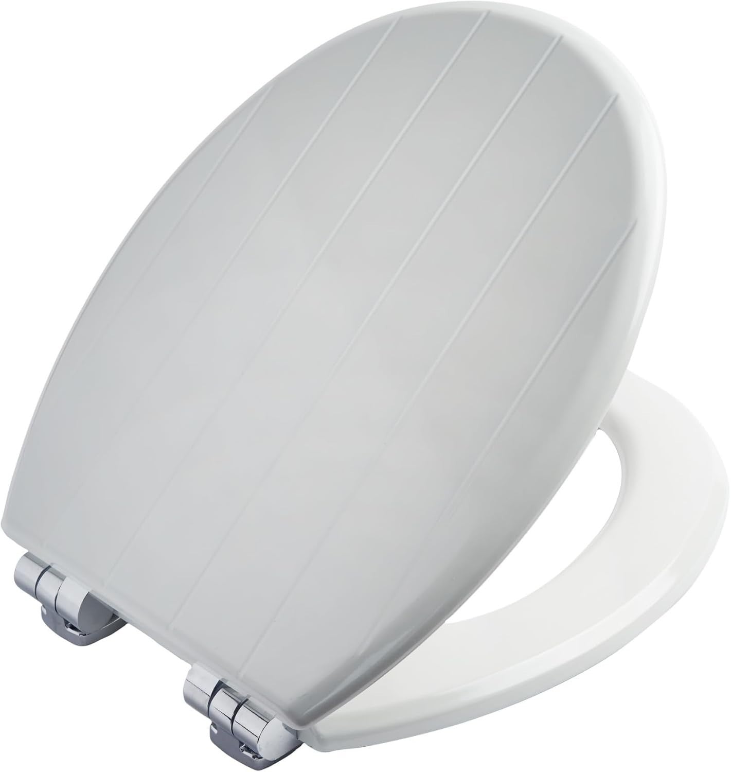 Cottage Ultra-Fix White Wooden Toilet Seat Soft Close Chrome Hinges