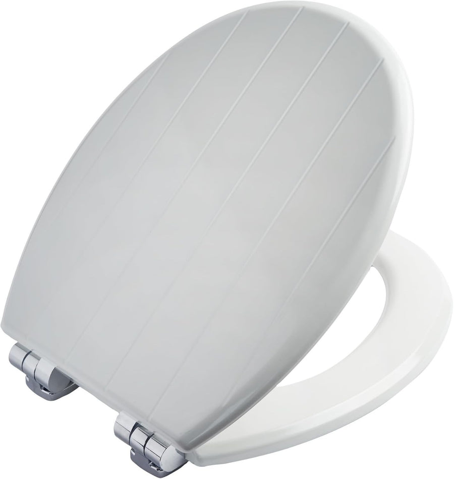 Cottage Ultra-Fix White Wooden Toilet Seat Soft Close Chrome Hinges