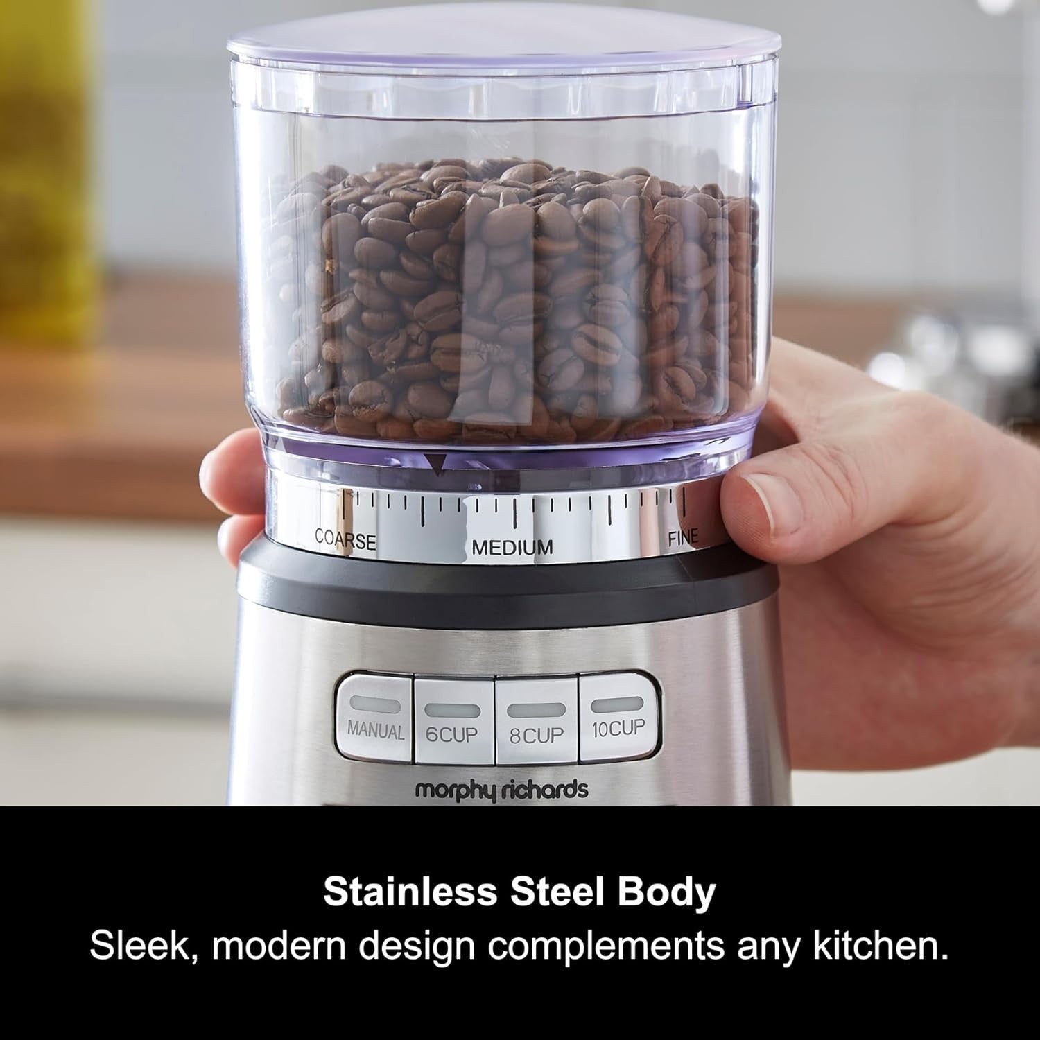 Electric Coffee Grinder 20 Settings, Burr Precision, 200g Capacity