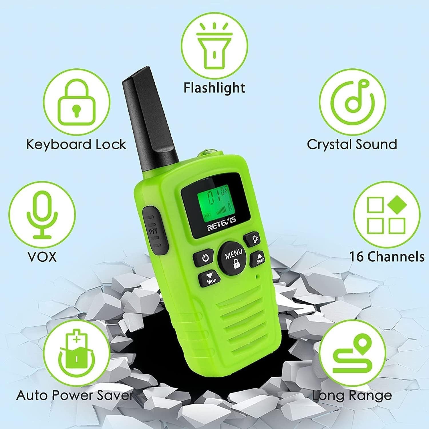 PMR446 Walkie Talkies 4 Pack VOX LED Flashlight Family Outdoor Radio