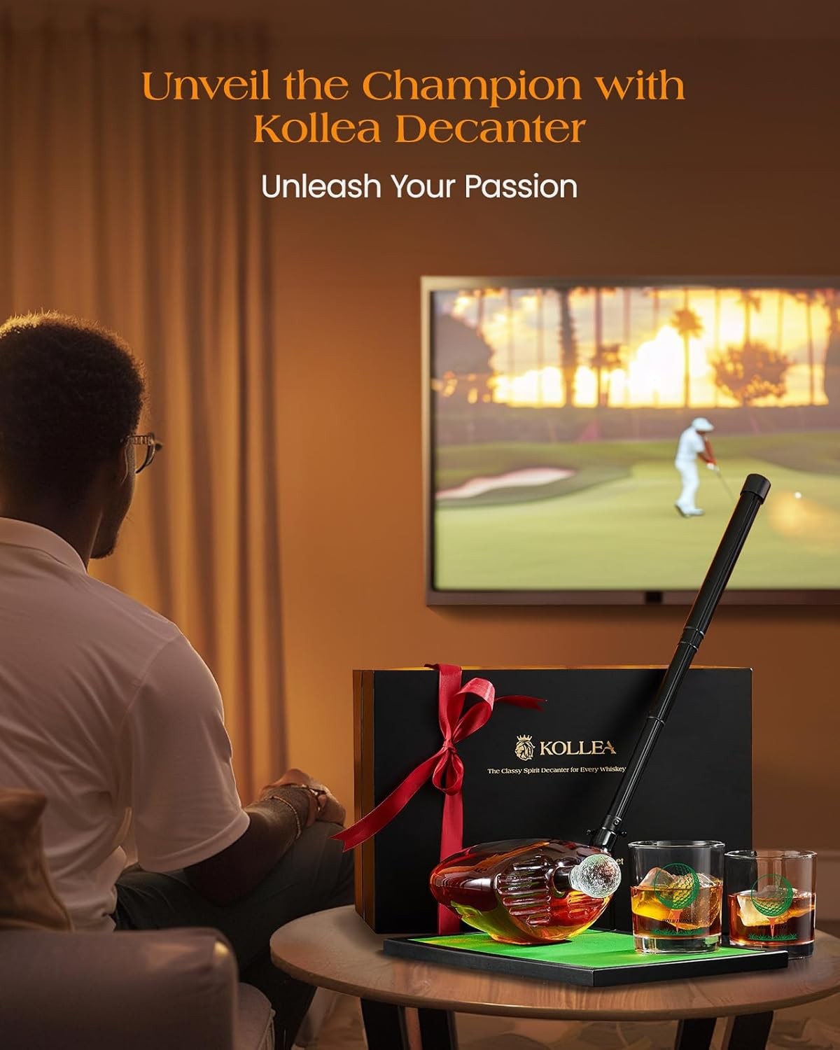 Golf Club Whiskey Decanter Set 850ml with Glasses Novelty Liquor Gift
