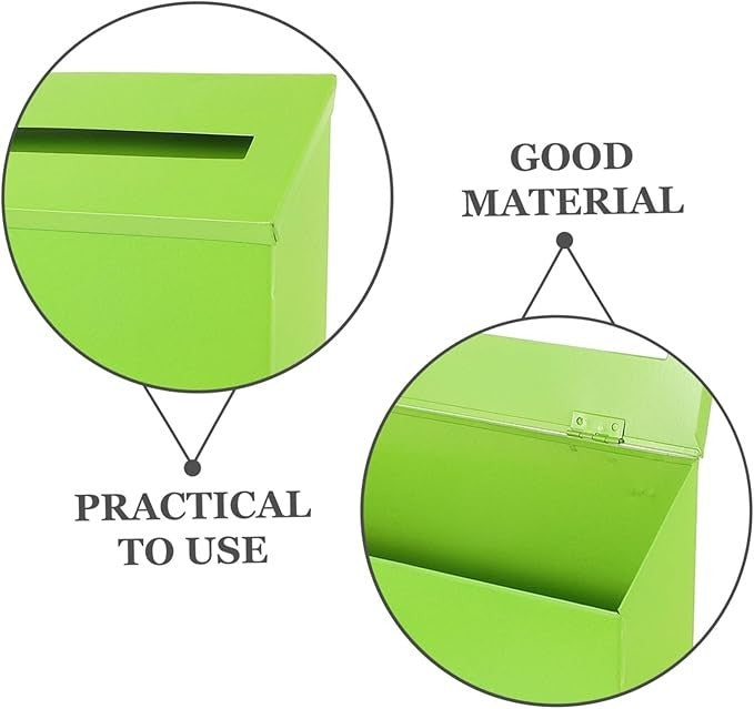 Wall Mount Mailbox Light Green Iron Secure Outdoor Post Box Suggestion Holder