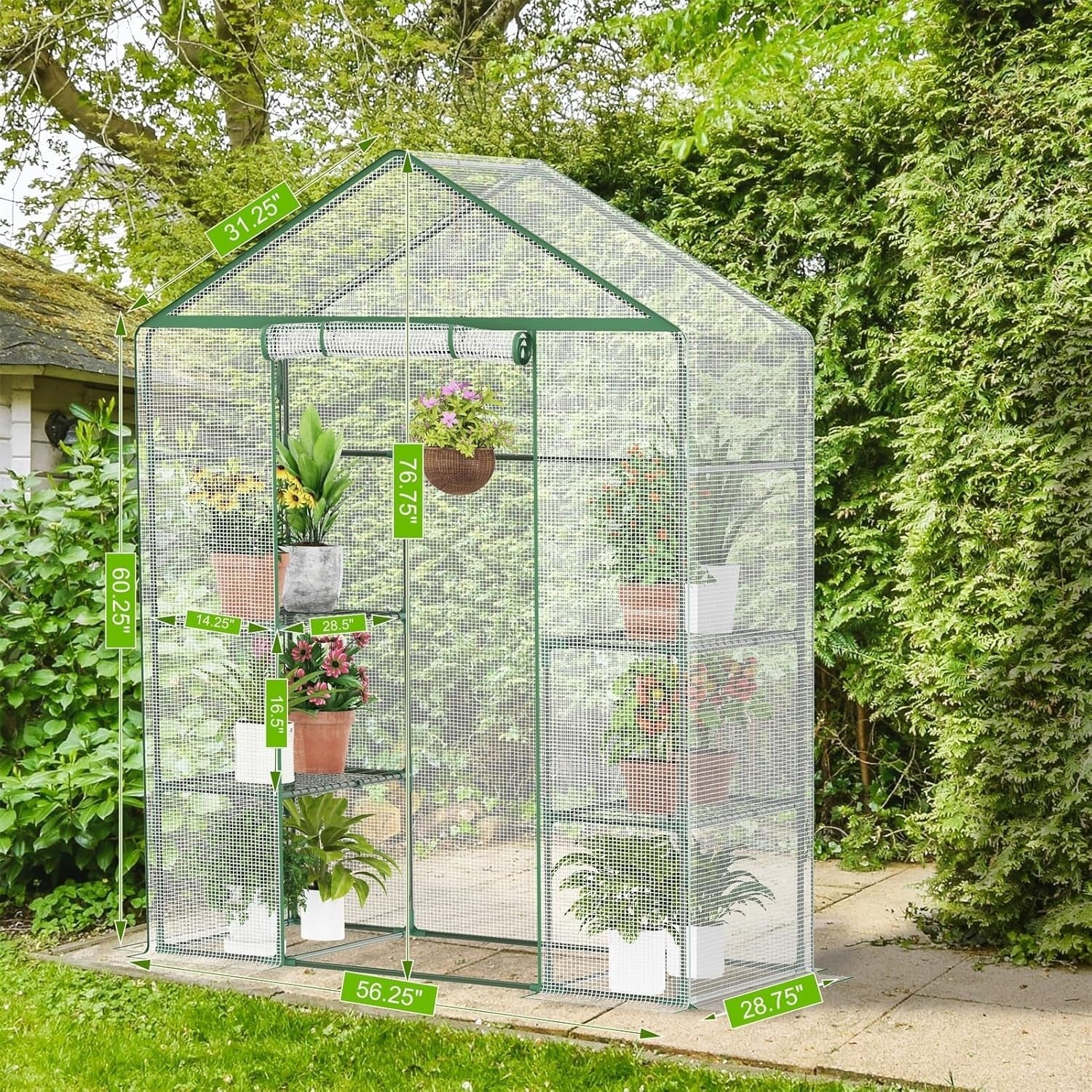 Walk-In Greenhouse 3 Tier 12 Shelves | UV-Resistant Waterproof PE Cover