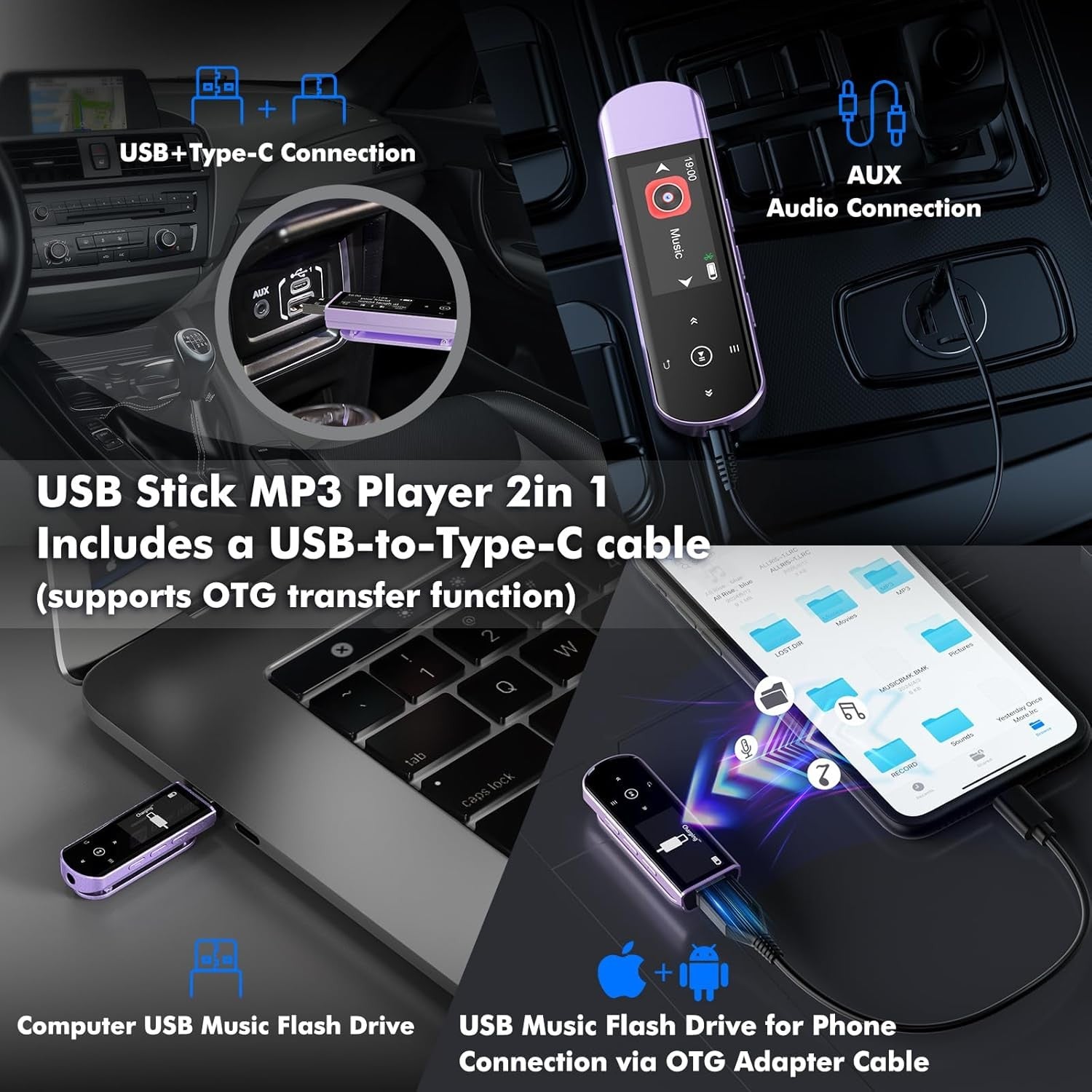 64GB MP3 Player Bluetooth 5.3 Clip Sports FM Recorder