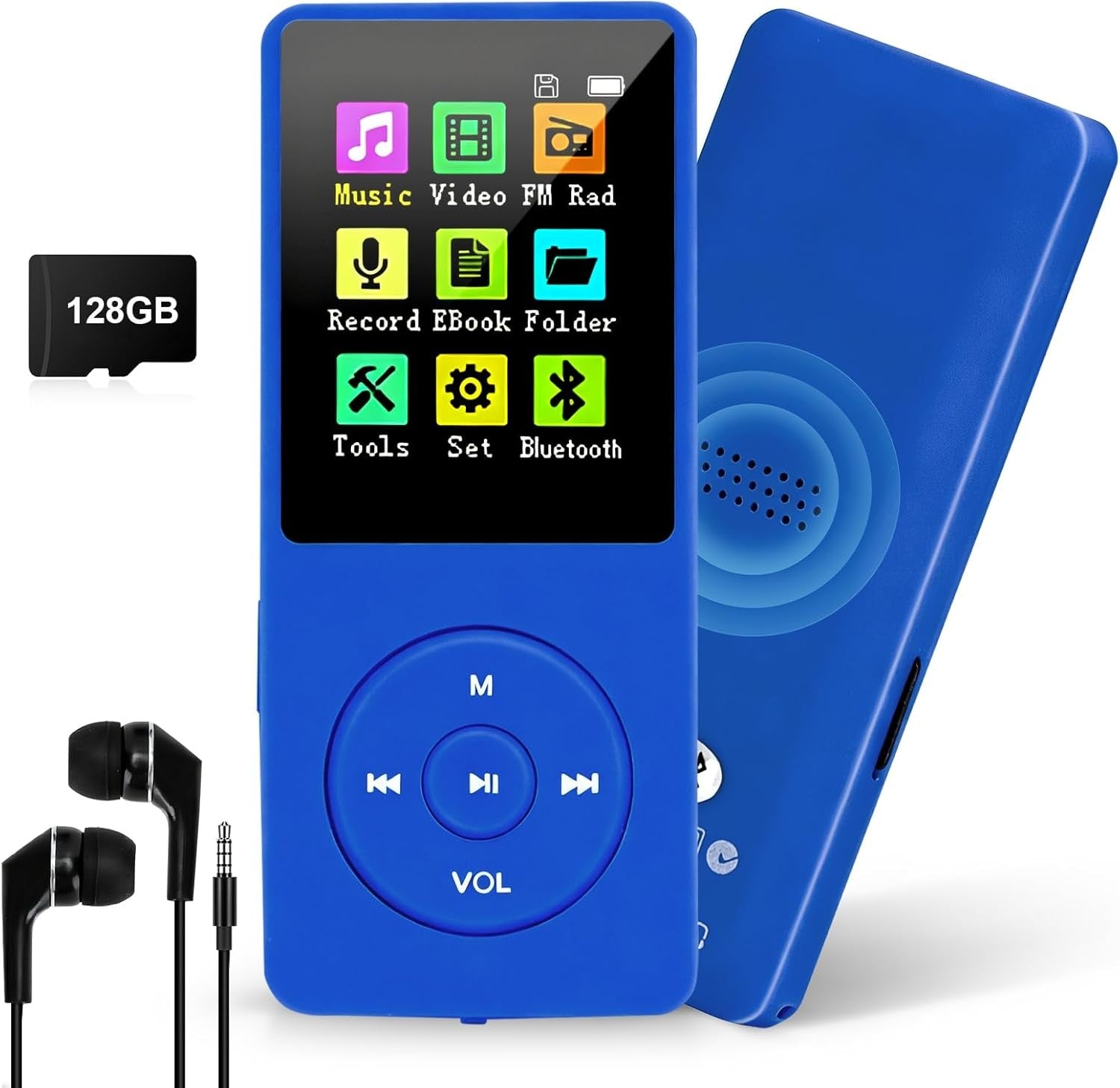 128GB MP3 Player Bluetooth 5.0 FM Radio Speaker E-Book