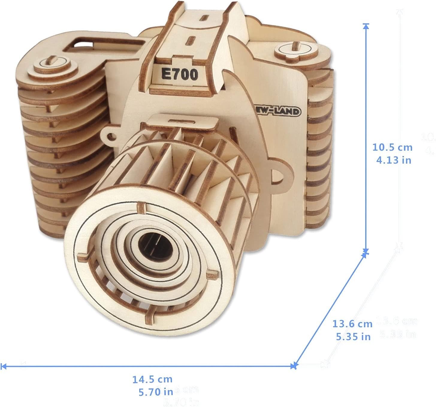 3D Wooden Puzzle Camera DIY Kit for Adults Teens – No Glue Needed, Fun Build