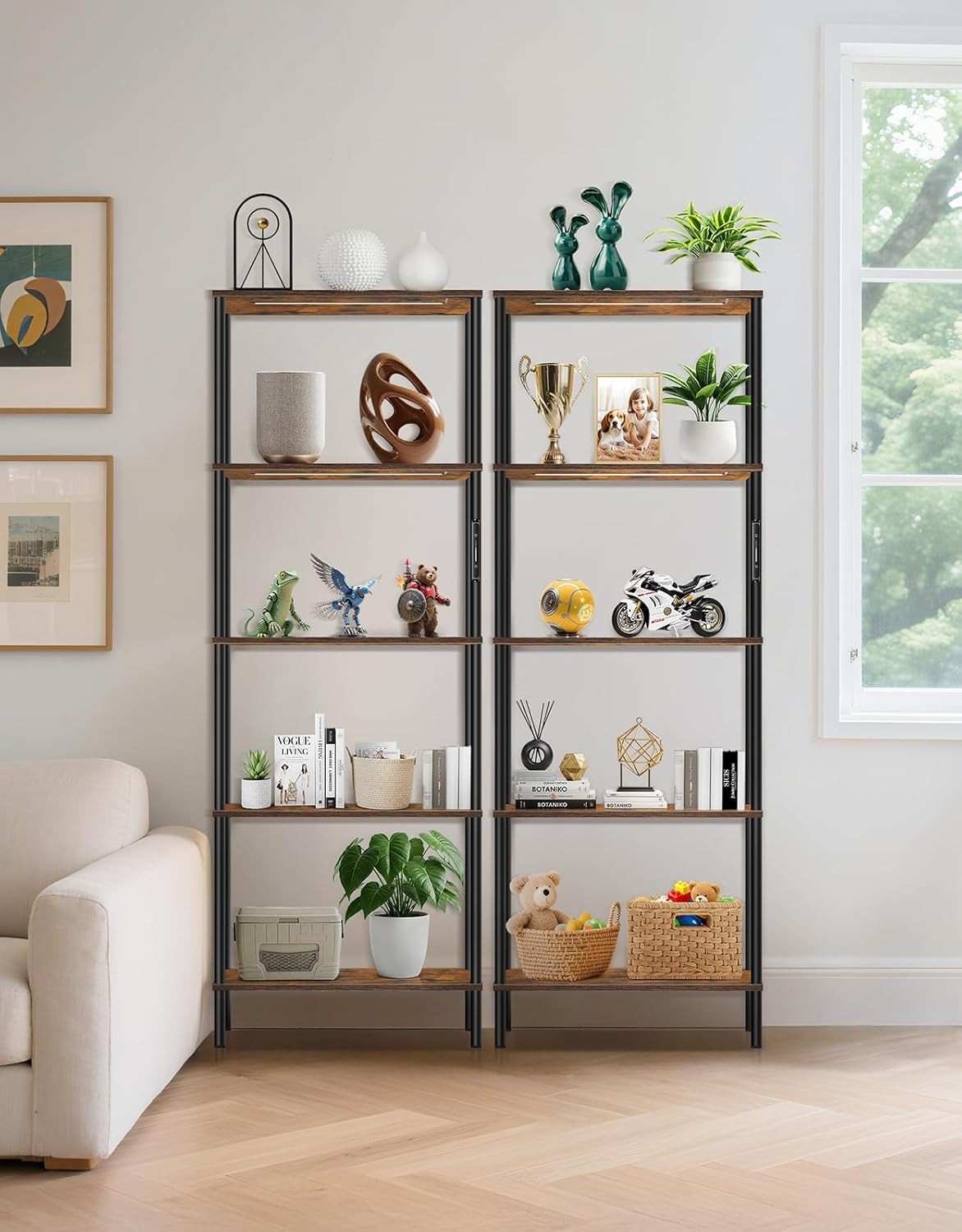 5 Tier LED Bookshelf Industrial Display Cabinet with Remote Control Storage Unit