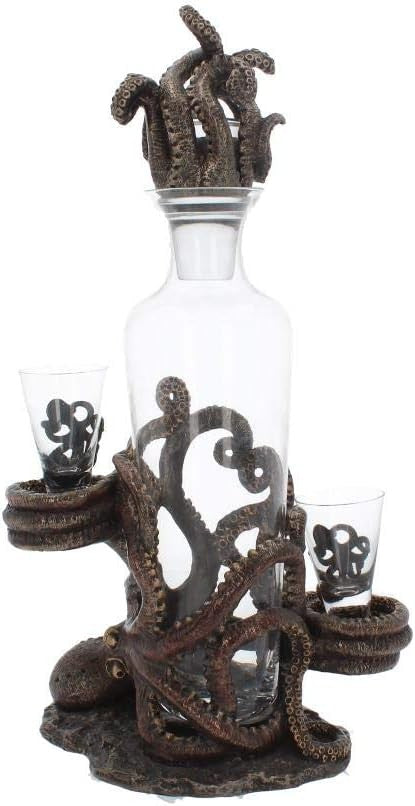 Steampunk Octopus Tentacle Whiskey Decanter 39cm – Unique Resin Bar Gift