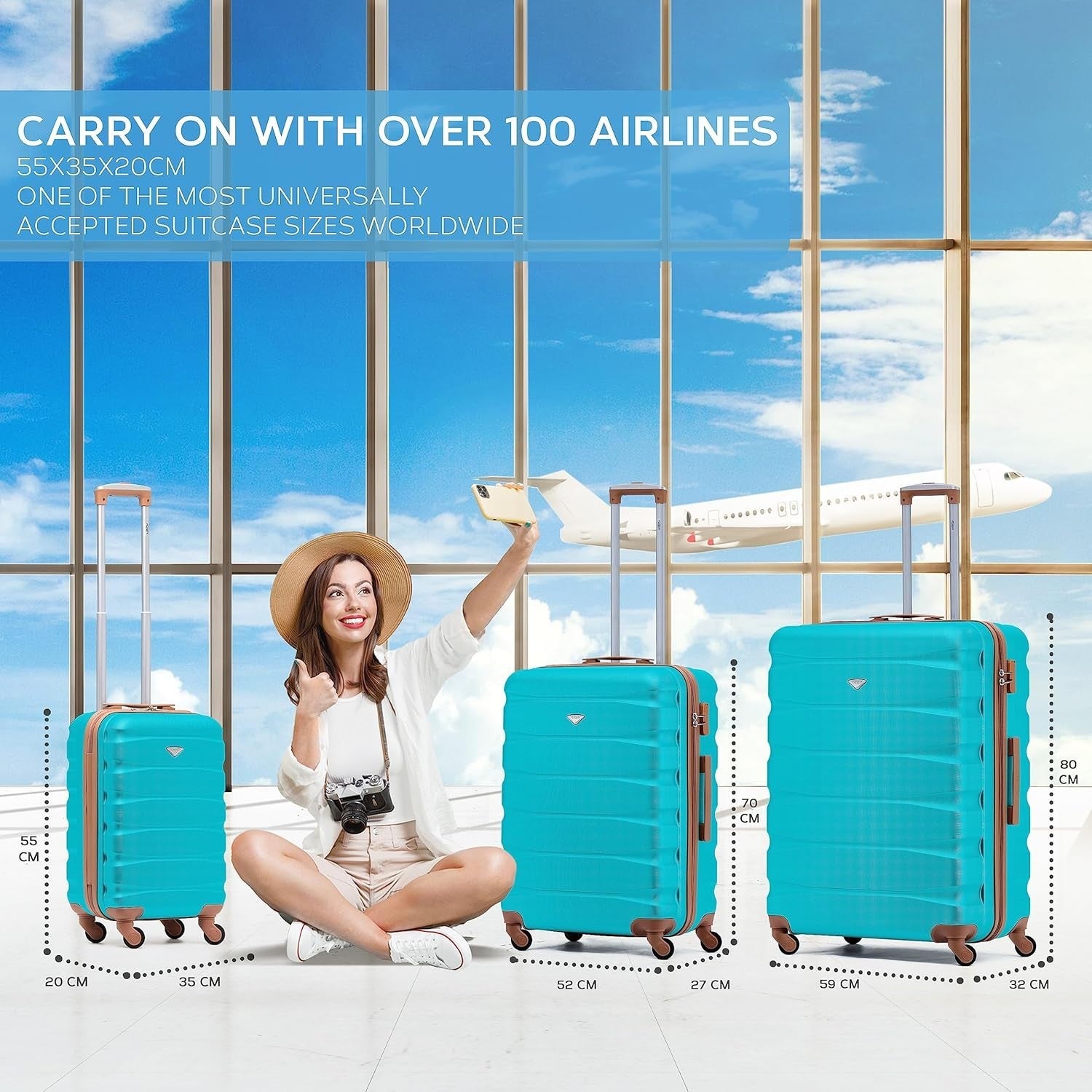 25” Medium ABS Check In Suitcase Lightweight 4 Wheel Hard Case
