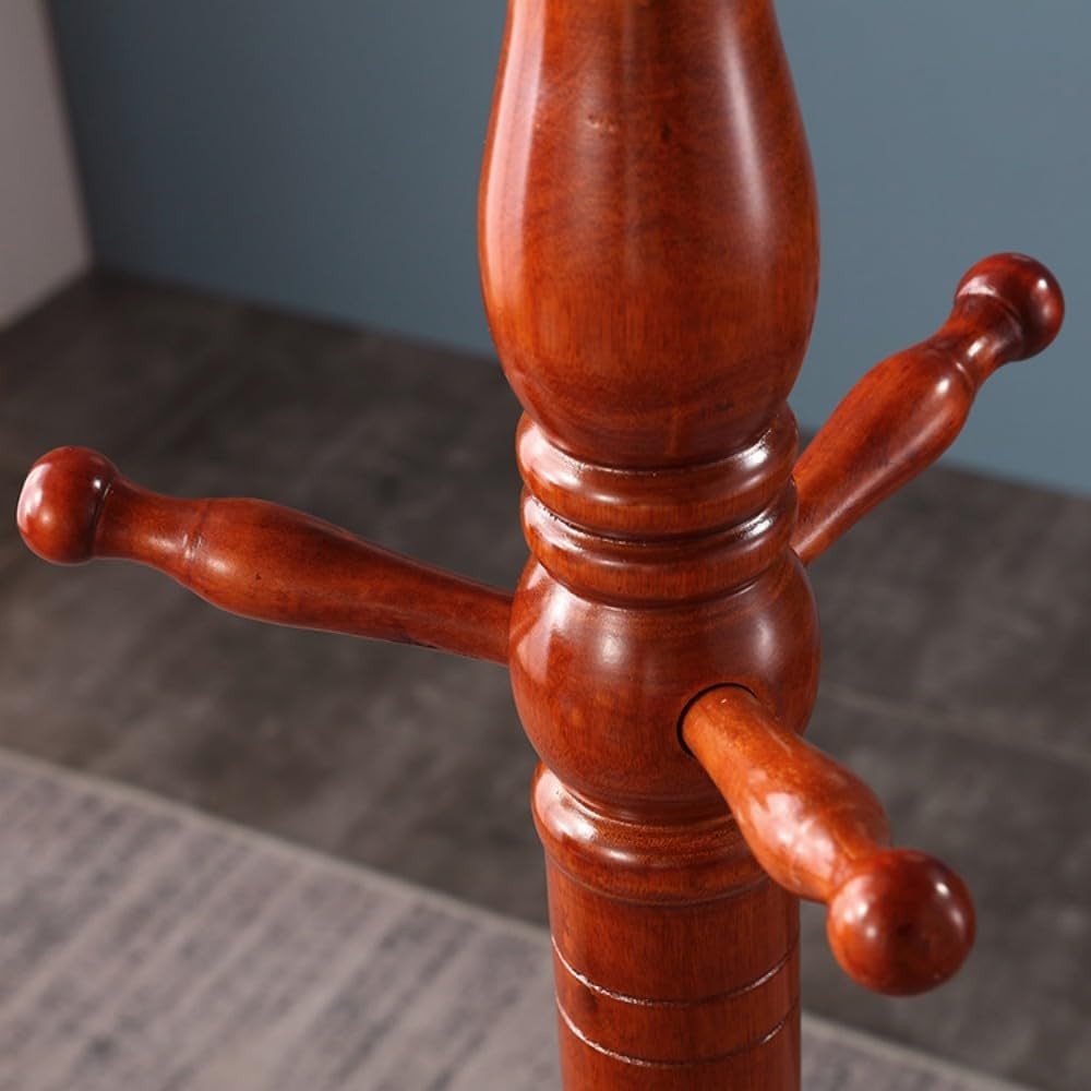 Solid Wood Coat Rack Stand 9 Hooks 185cm Hall Tree Freestanding Dark Mahogany