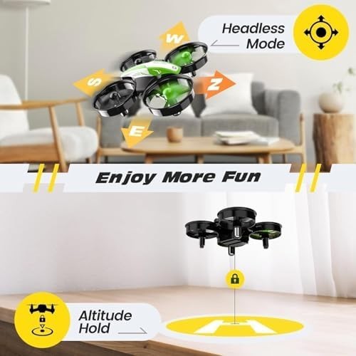 Mini Kids Drone with 3 Batteries, Auto Hover, 3D Flip & Headless Mode – Green