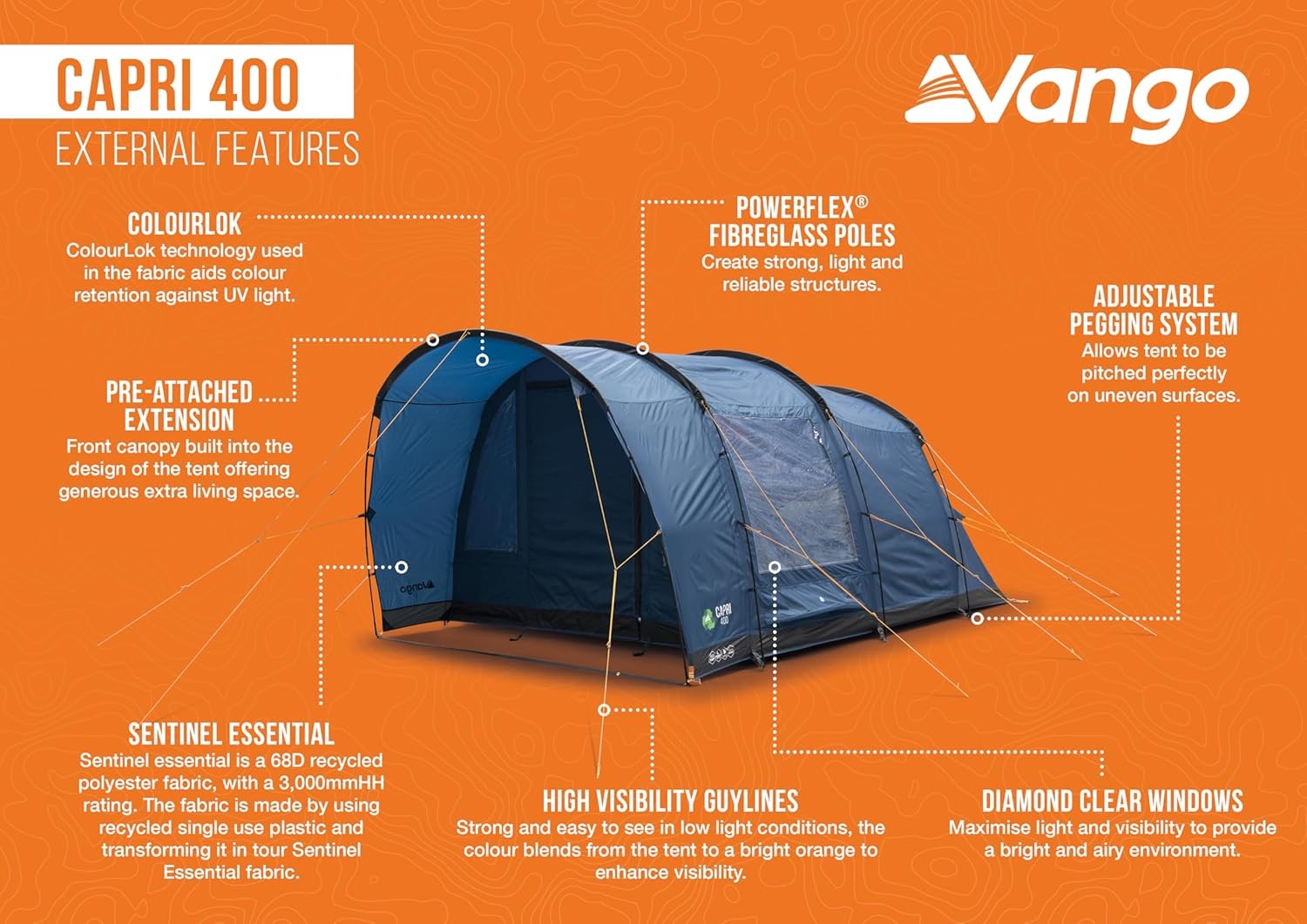 4 Person Family Camping Tent 3000mm Waterproof Tunnel w Canopy