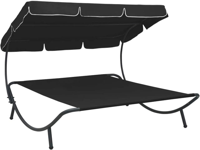 Outdoor Rattan Daybed Sofa Set w/ Canopy – Garden Lounge Bed Patio Furniture