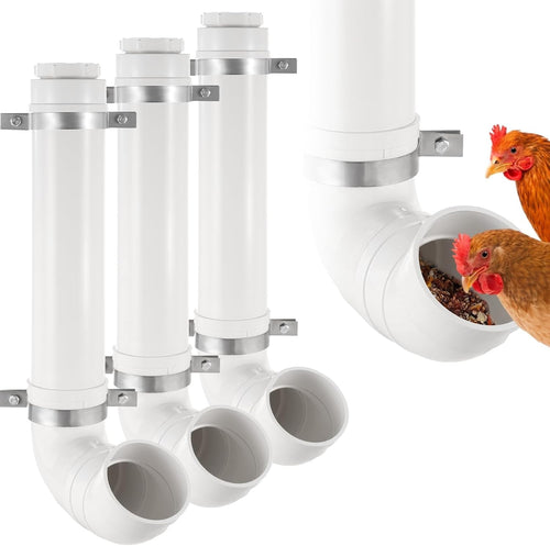 3 Pack Automatic Chicken Feeder PVC No Waste Wall Mount