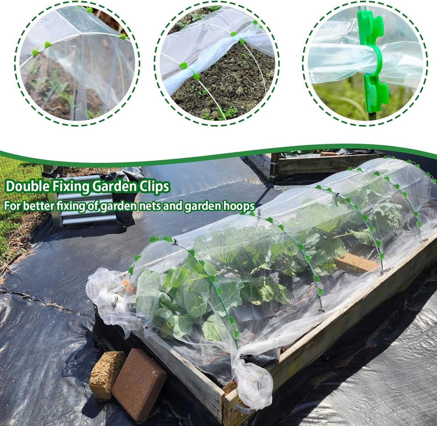 60pcs Garden Hoops for Raised Beds Fiberglass Plant Stakes Grow Tunnel Set