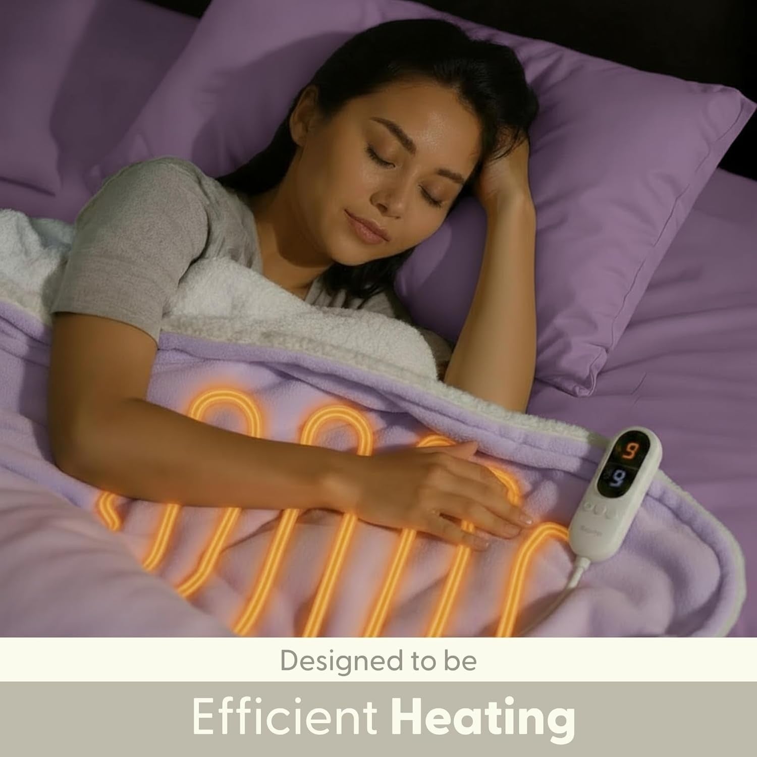Large Electric Heated Throw Blanket Sherpa Fleece 9 Heat Timer