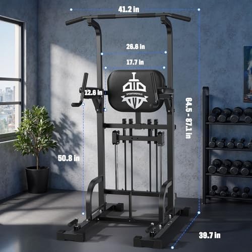 2-in-1 Assisted Pull Up Dip Station Home Gym Tower 400lbs Load Carbon Steel