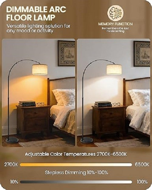 Arc Floor Lamp LED Remote Control Height Adjustable Corner Standing