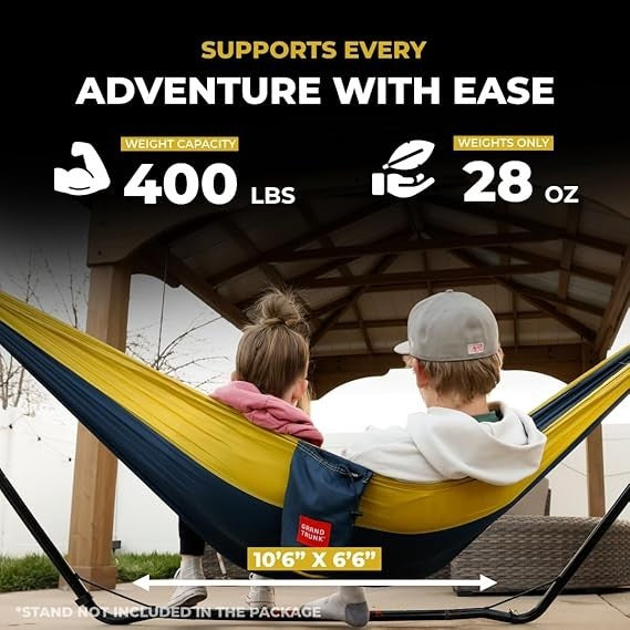 Red Double Camping Hammock Nylon 500lb Max | Lightweight & Ready-to-Hang