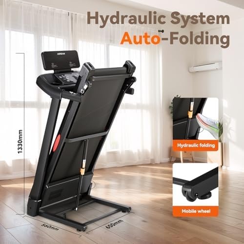 Foldable 3-Level Incline Treadmill 2.5HP Home Office Running Machine